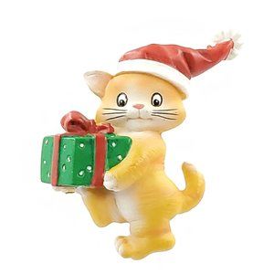 CHRISTMAS Pin Brooch Cat Santa Hat and Present